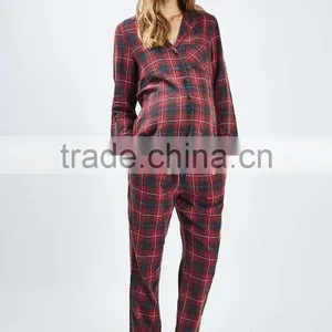 Wholesale Womens Pyjama Sets Long Sleeve Maternity Red Check Pyjama Set thumbnail-3