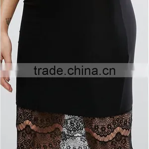 Lace Trim Black Cami Midi Dress Sexy Slim Spaghetti Strap Tight One-piece thumbnail-5