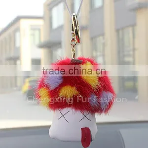 CX-R-01 Mink Fur Mushroom Mobile Phone Strap Custom Key Ring thumbnail-6