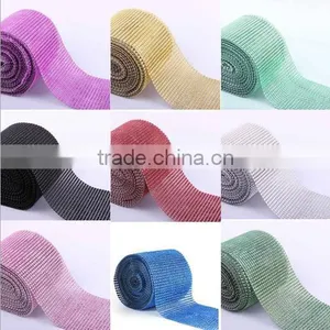 Bling Various Color Plastic Rhinestone Mesh Ribbon Wedding Decorative 10 Yards 24 Rows Plastic Mesh thumbnail-6