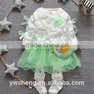 Top Quality Baby Girls Dress Cheap Long Sleeve Children Princess Lace Top Dress thumbnail-4