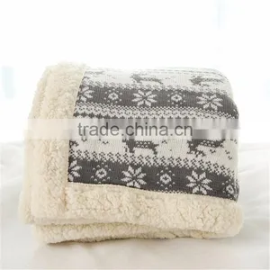 Christmas Printed Micro Mink and Solid Sherpa Baby Blanket thumbnail-1