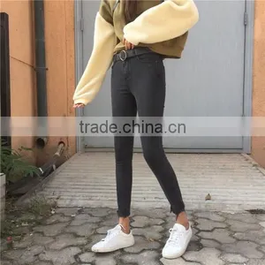 Frayed Black Ladies Woman Trousers Designs for Women Jeans thumbnail-3