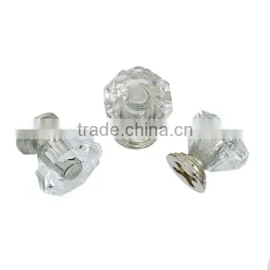 Wholesale Silver Tone Clear Faceted Plastic Jewelry Wooden Box Pull Handle Knobs thumbnail-3