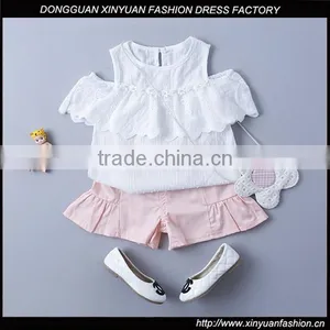 Wholesale Children Off Shoulder Full Blouse Design Solid Color Shirts Baby Girls New Style Lace Shirt thumbnail-1