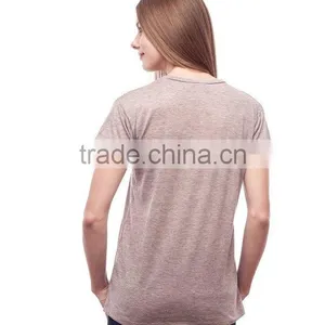 Wholesale Fashion Womens Lastest Design T-Shirt,Custom Casual Pure Color Plain T-shirt For Women thumbnail-4