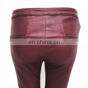 2015 Elegant Fashion Ladies Tight Black Stretch Leather Pants Wholesale Leather Leggings thumbnail-4