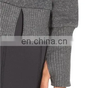 Wholesale Ladies Soft Cotton-Infused Pullover Long Sleeves With Thumbholes Cuffs High Funnel Neck Sweatshirt for Women thumbnail-4