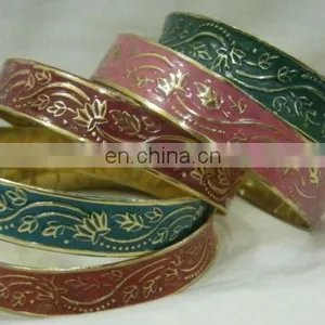 Floral Meena Brass Bangle thumbnail-1