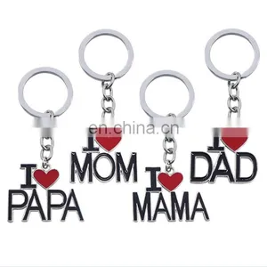 Wholesale Cheap Stock Type Enamel Style Creative Mother's Day Father's Day Gift Metal I Love Papa Keychain I Love MAMA Keychain thumbnail-5