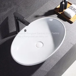 Bathroom New Design White Porcelain Thin Edge Cheap Countertop High Quality Wash Hand Art Basin for Hotel Home Uesed thumbnail-1