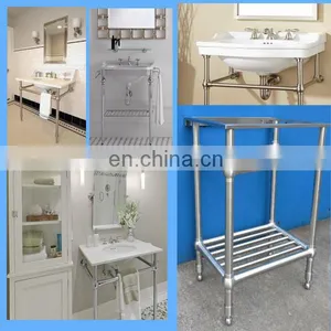 Metal Four Leg for Single Sink Washstand, Satin Table Frame thumbnail-1