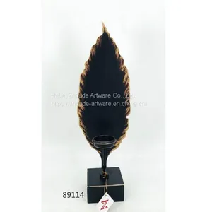 New Design Metal Hollow Leaf Shape Candle Holder for Home Decoration thumbnail-1