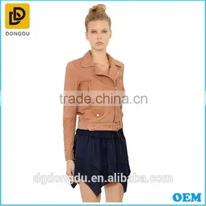 High Quality Wholesale Cheap Bulk Waterproof Fitness Ladies Fashion Biker Leather Jacket thumbnail-1
