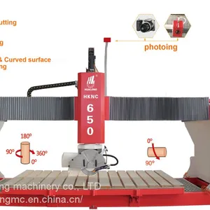 Hualong Machinery HKNC 650 5 Axis CNC Bridge Saw Stone Cutting Machine With Favorable Price CE Certificate thumbnail-2
