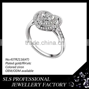 Prong Setting Heart Shape Silver Diamond Wedding Ring Fashion Ring With Big Stone thumbnail-4
