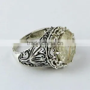 Heart Of Rose Golden Rutile Ring, Gemstone Silver Jewelry, Handmade Silver Jewelry thumbnail-2