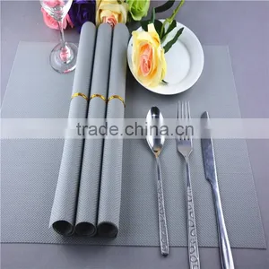 PVC Plastic Table Mat Dinner Placemat Light Grey Placemat Pure Color 45*30cm thumbnail-1