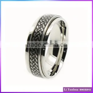Stainless Steel Spinner Etched Regular Line Gay Men Rings thumbnail-1