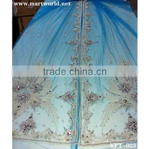 Blue Beaded Mesh Fabric for Evening Dresses With Stones(KFT-023) Quality Choice thumbnail-1