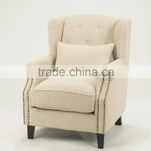 Living Room Use Button Design 1 Seat Wooden Sofa Wooden Fabric Sofa(KS-904-1) thumbnail-1