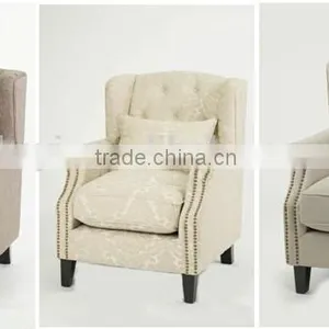Living Room Use Button Design 1 Seat Wooden Sofa Wooden Fabric Sofa(KS-904-1) thumbnail-3