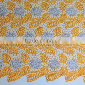 2015 New Fashion Lady Dress Nigeria Heavy Cord Lace Spangles Lace for Party Dress thumbnail-3