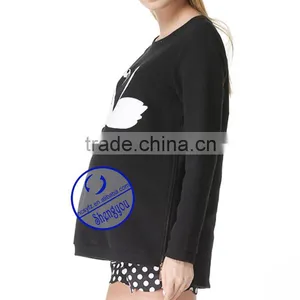 Custom 100% Cotton Maternity's Pullover Hoodies & Sweatshirts With Side Zipper thumbnail-4
