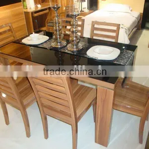 Modern Glass Top Dining Room Set Furniture thumbnail-1
