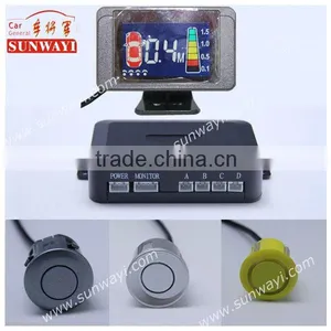Car Reverse Rear Radar System 4 Maroon Wired Parking Sensor With LCD Display BiBi Buzzer Kit thumbnail-1