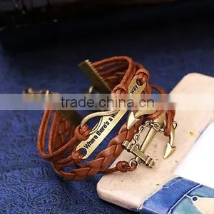 NEW Infinity Anchor Friendship Leather Charm Bracelet Antique Copper Cute thumbnail-4