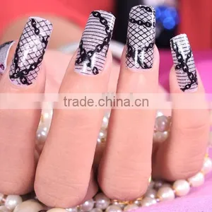 Flower Nails Accesories Black/white Lace Nail Wrap Ripple Popular Nail Sticker Quality Choice thumbnail-2