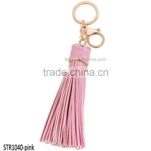 20cm PU Leather Tassel Keychain in Stock 6 Colors Plated Gold Key Chain thumbnail-5