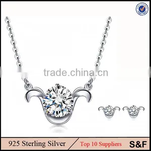 Big Diamond Cheaper 925 Sterling Silver Jewelry Set thumbnail-1