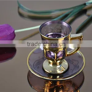 Luxury Gold Glass Cup and Saucer thumbnail-3