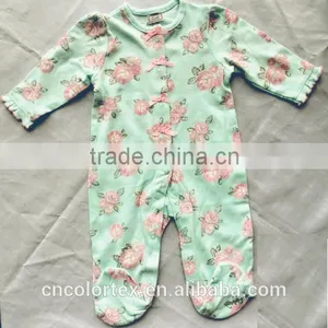 China Wholesale Baby Girls Wear Lovely Printing Rose Cotton Romper With Foot thumbnail-1