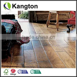 Hickory Brushed Limed UV Oiled Oak Engineered Wood Flooring Antique Handscraped Elm Engineered Wood Flooring thumbnail-1