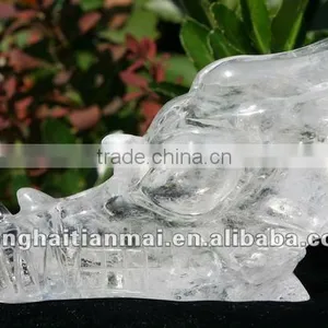 Wholesale Large Size Water-Clear Natural Crystal Carving Dragon Skull thumbnail-1