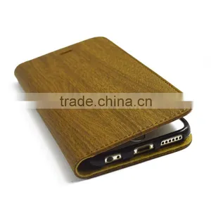 2016 Hot Sale Wooden Pattern PU Leather Phone Folio Case For IPhone SE 5se thumbnail-3
