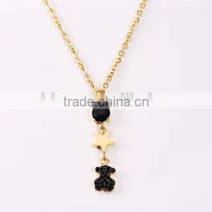 New Modern Model Delicate Design Black Bear Crystal Gold Chain Necklace for Christmas Gift thumbnail-2