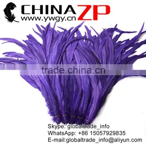 Top Supplier ZPDECOR Wholesale 35-40cm Length Good Colored Royal Purple Fully Dyed Rooster Chicken Feathers for Sale thumbnail-1