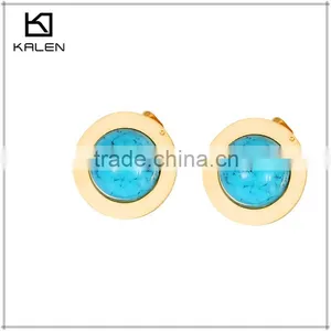 Guangzhou Jewelry Circle Green Agate Stone Golden Stainless Steel Jewelry thumbnail-3