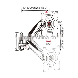 Swivel Wall Stand Arm Computer Monitor Wall Mount thumbnail-4