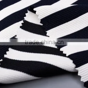 Hot Sale 2017 Viscose Polyester Spandex Yarn Dyed Stripe Ottoman Rib Knit Fabric thumbnail-2