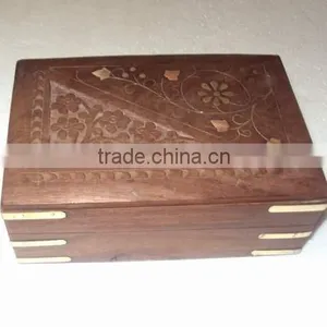 Wood Carving & Brassinlay Work Gift Decoration Box thumbnail-1