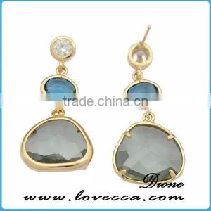 Fancy 12mm Brass Jewelry Variety of Colors Birthstone Earring Studs thumbnail-3