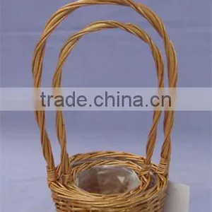 Small Size Willow Basket Round With Handle thumbnail-1