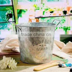 Set of 3 Indoor or Outdoor Decorative Colorful Antique Galvanized Metal Flower Pot thumbnail-2