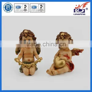 European Custom Sitting Baby Angel With Golden Heart Xmas Decoration thumbnail-1