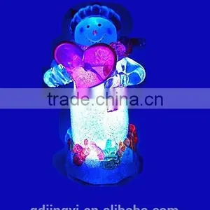 Holding a Red Heart Acrylic Snowman With LED Light thumbnail-2